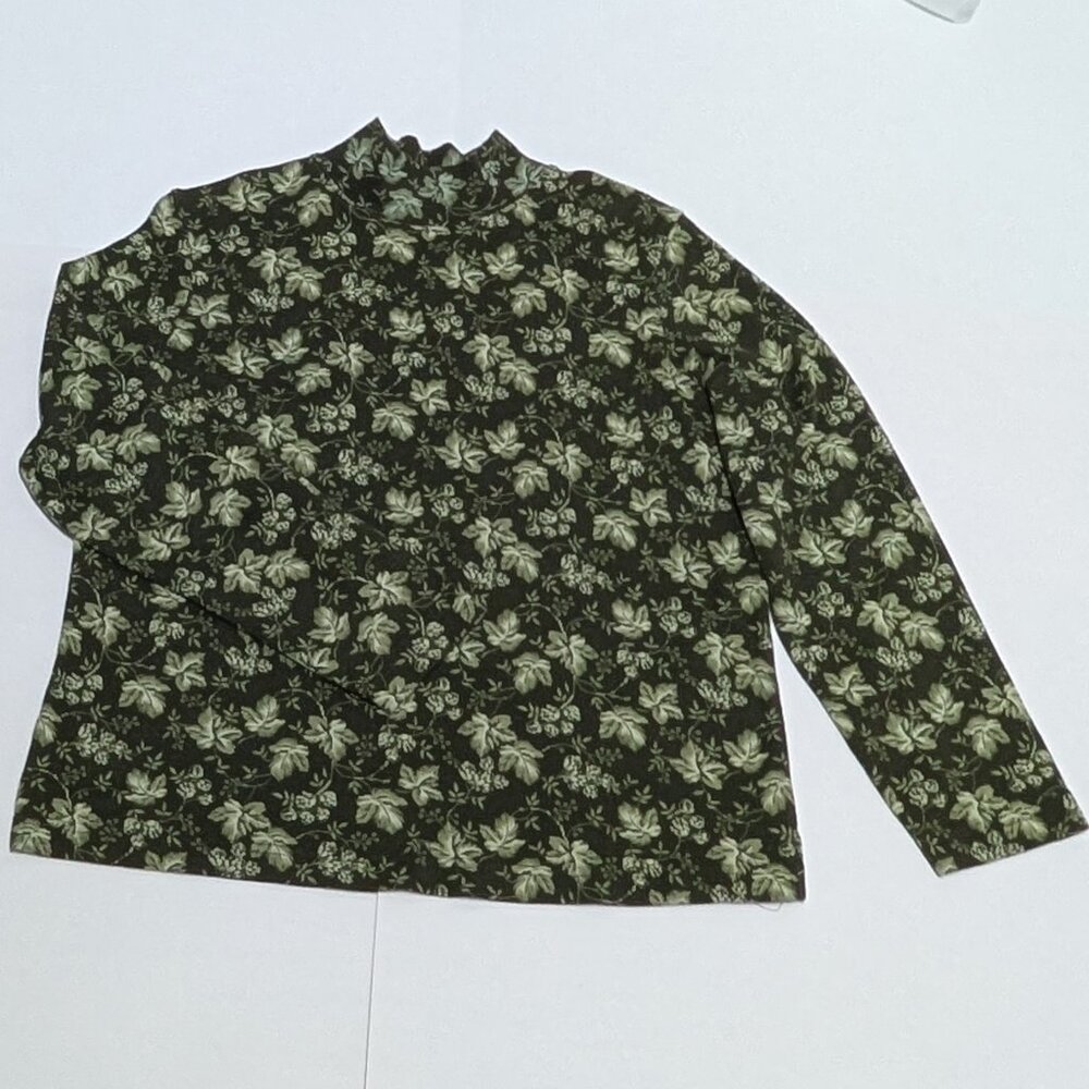 Classic Elements Women's Ivy Vine Print Long Sleeve Mock Turtleneck Top, MP